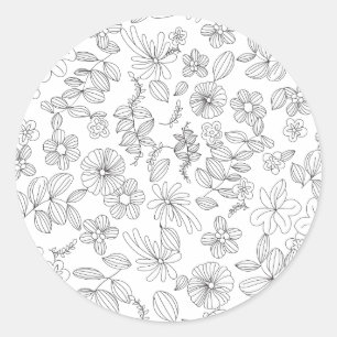 Pegatina Redonda Mi diseño de flores 3