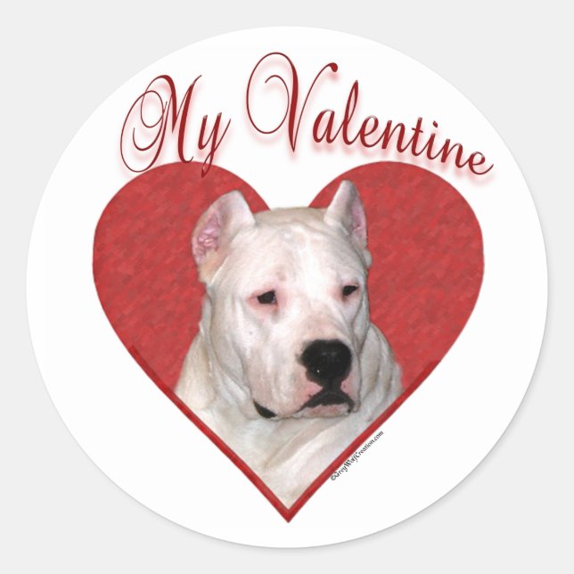 Pegatina Redonda Mi Dogo Argentino Valentine; Dogo Valentine (Anverso)