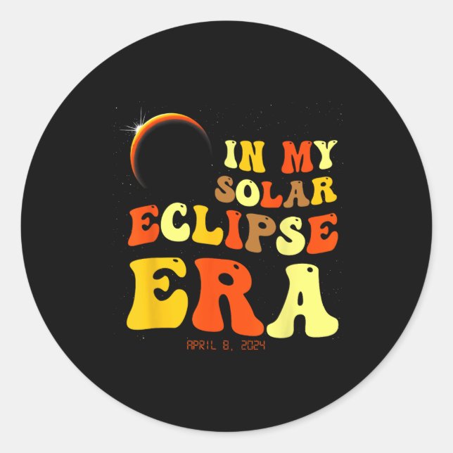 Pegatina Redonda Mi eclipse solar era 8 de abril eclipse solar tota (Anverso)