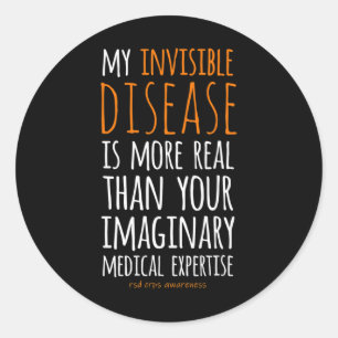 Pegatina Redonda Mi Enfermedad Invisible Es Conciencia De Crps Real