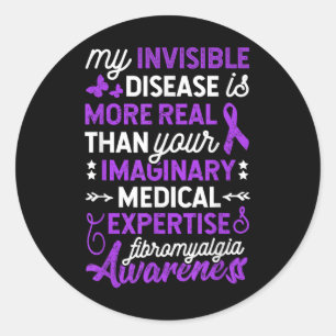 Pegatina Redonda Mi Enfermedad Invisible Es Más Real, Fibromialgia 