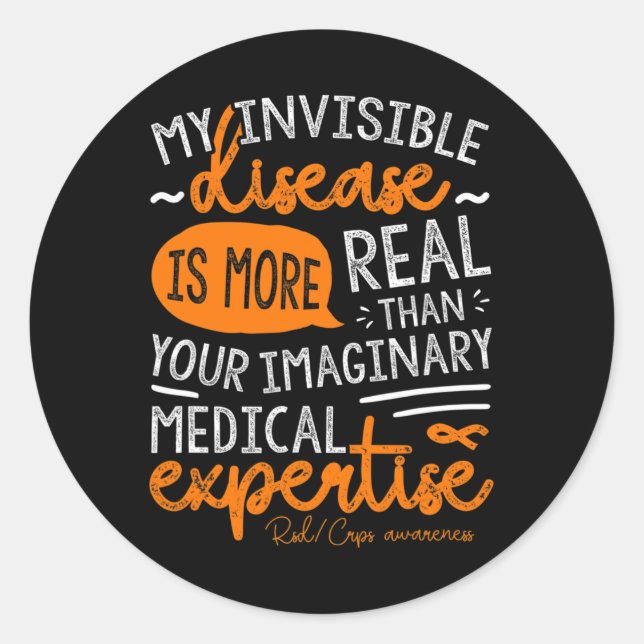 Pegatina Redonda Mi Enfermedad Invisible Es Real (Anverso)