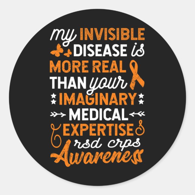 Pegatina Redonda Mi Enfermedad Invisible Es Real2 (Anverso)