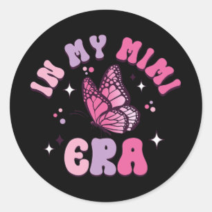 Pegatina Redonda Mi era Mimi Divertida Mariposa Groovy Madres Retro