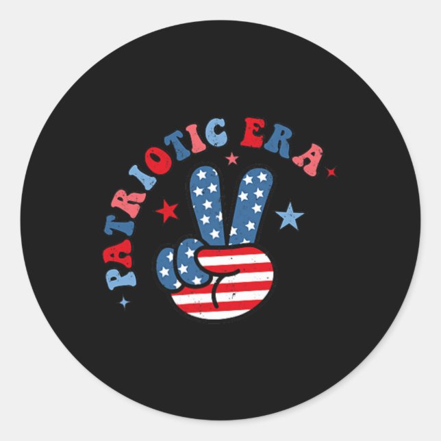 Pegatina Redonda Mi Era Patriótica 4 De Julio América Blanco Rojo Y (Anverso)