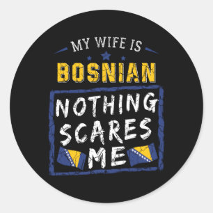 Pegatina Redonda Mi Es Bandera Del Patrimonio De Bosnia Y Herzegovi