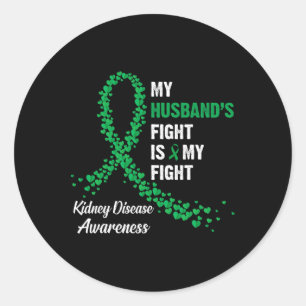 Pegatina Redonda Mi esposo lucha contra la enfermedad renal
