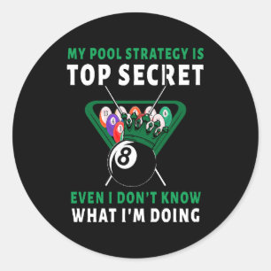 Pegatina Redonda Mi estrategia de billar es pareja