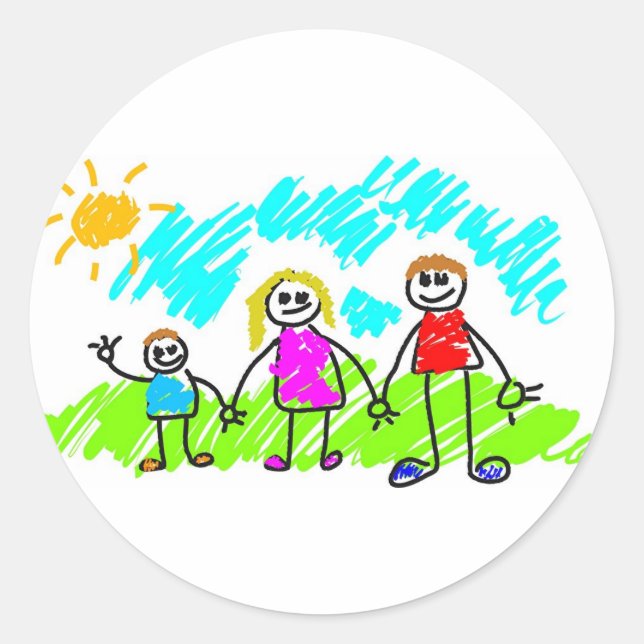 Pegatina Redonda Mi familia (Anverso)