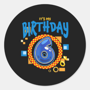 Pegatina Redonda Mi familia de cumpleaños número 6 coincide con el
