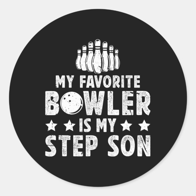 Pegatina Redonda Mi Favorito Bowler Stepdad Bowling Step-dad De A B (Anverso)