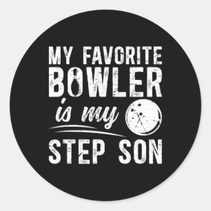 Pegatina Redonda Mi Favorito Bowler Stepdad Bowling Step-dad De A B