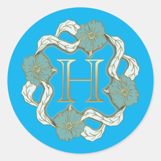 Pegatina Redonda Mi firma con la letra h, (Anverso)