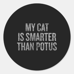 Pegatina Redonda Mi gato es más inteligente que Potus Humor polític