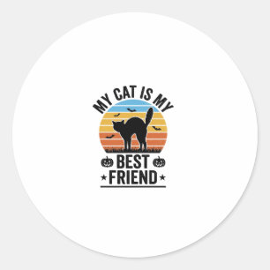 Pegatina Redonda Mi gato es mi mejor amigo Diseño de camiseta de ga