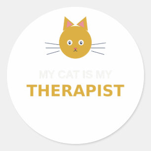 Pegatina Redonda Mi Gato Es Mi Terapeuta – Dicho Divertido de Gato