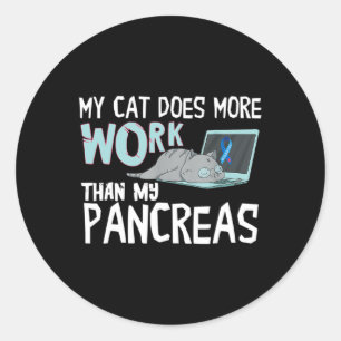 Pegatina Redonda Mi Gato Hace Más Trabajo Que Mi Páncreas Diabetes