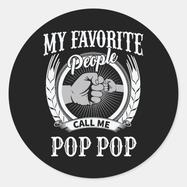 Pegatina Redonda Mi gente favorita me llama abuelo pop (Anverso)