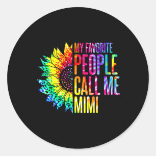 Pegatina Redonda Mi Gente Favorita Me Llama Mimi Abuela Girasol