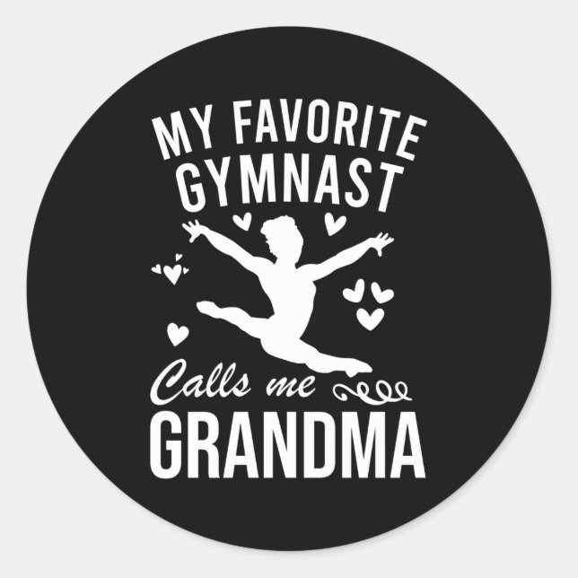 Pegatina Redonda Mi gimnasta favorita me llama gimnasia de abuela (Anverso)