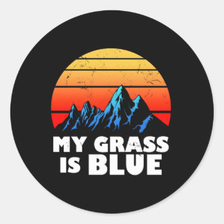 Pegatina Redonda Mi Grass Es Blue Bluegrass Music