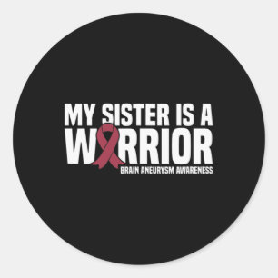 Pegatina Redonda Mi hermana es una guerrera conciencia del neuralis