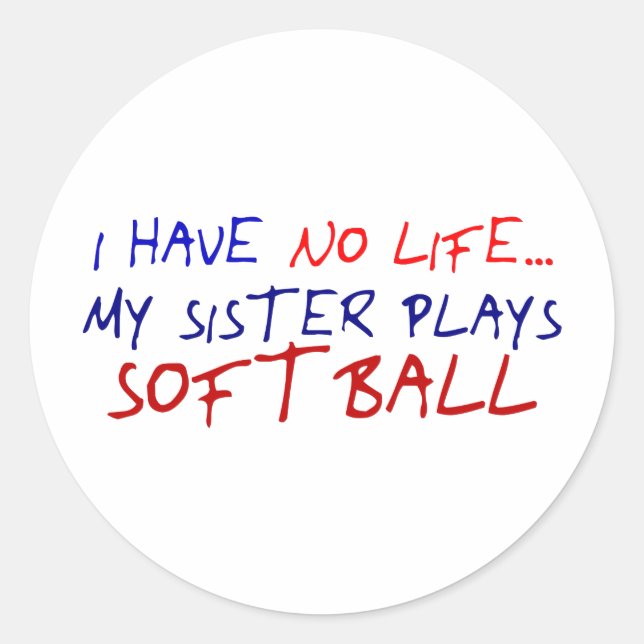 Pegatina Redonda Mi hermana juega al softball (Anverso)