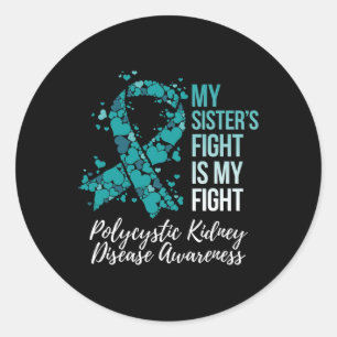 Pegatina Redonda Mi hermana lucha contra la enfermedad renal poliqu