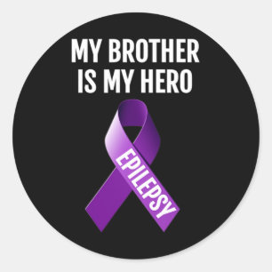 PEGATINA REDONDA MI HERMANO ES MI CONCIENCIA DE EPILEPSIA DE HÉROE