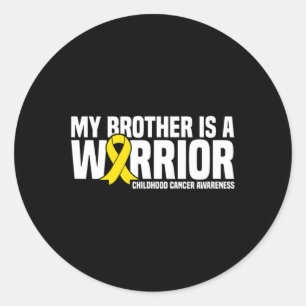 Pegatina Redonda Mi hermano es un guerrero que toma conciencia del 
