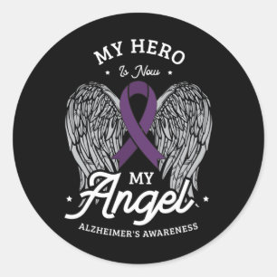 Pegatina Redonda Mi héroe ahora es la conciencia de mi ángel Heimer