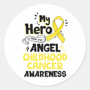 Pegatina Redonda Mi héroe ahora es mi ángel Conciencia del cáncer i