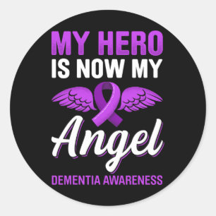 Pegatina Redonda Mi héroe es ahora mi ángel dementia conciencia Hei
