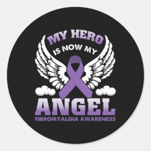 Pegatina Redonda Mi héroe es ahora mi Día de Conciencia sobre Fibro