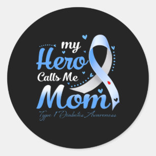 Pegatina Redonda Mi héroe me llama a mamá T1d tipo 1 Conciencia sob