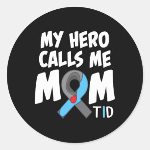 Pegatina Redonda Mi héroe me llama mamá T1d Diabetes Tipo 1 Diabete