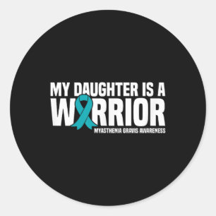 Pegatina Redonda Mi Hija Es Una Guerrera Miastenia Gravis