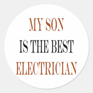 Pegatina Redonda Mi hijo es el mejor electricista