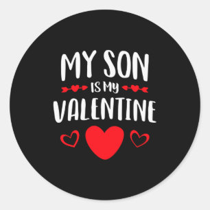 Pegatina Redonda Mi hijo es mi camisa del día de San Valentín Mamá