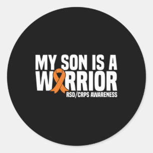 Pegatina Redonda Mi Hijo Es Un Guerrero Naranja Ribbon Rsdcrps Awar