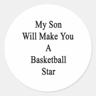Pegatina Redonda Mi Hijo Te Hará Estrella De Baloncesto
