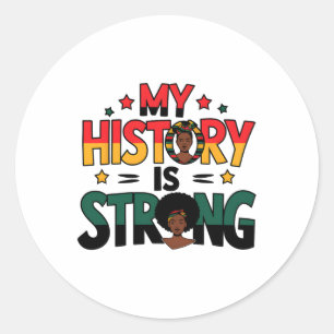Pegatina Redonda Mi historia es un sólido mes negro para los afroam