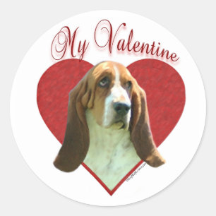 Pegatina Redonda Mi honra de Basset Valentine