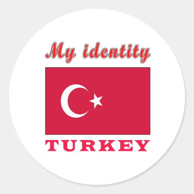Pegatina Redonda Mi identidad Turquía (Anverso)