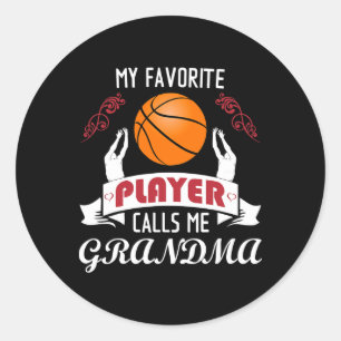 Pegatina Redonda Mi jugador de baloncesto favorito me llama abuela