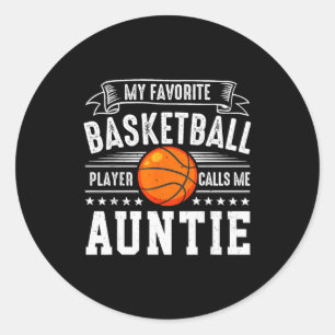 Pegatina Redonda Mi jugador de baloncesto favorito me llama tía