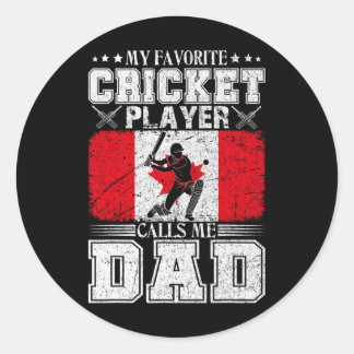 Pegatina Redonda Mi jugador de cricket favorito me llama papá Canad