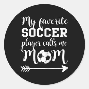 Pegatina Redonda Mi jugador de fútbol favorito me llama mamá 