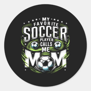 Pegatina Redonda Mi jugador de fútbol favorito me llama mamá Cute M