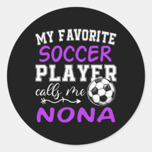 Pegatina Redonda Mi jugador de fútbol favorito me llama Nona Soccer